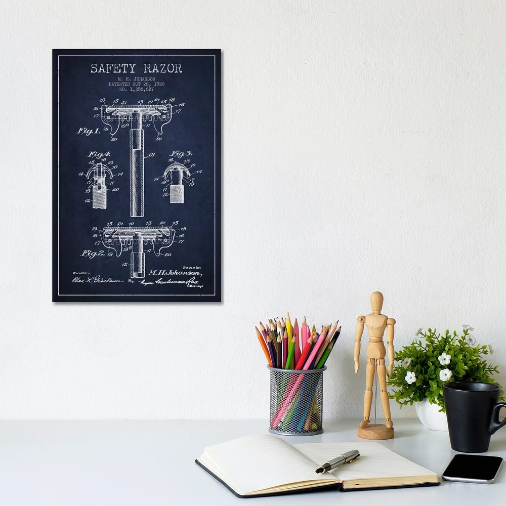 iCanvas "Razor Navy Blue Patent Blueprint" by Aged Pixel Canvas Print
