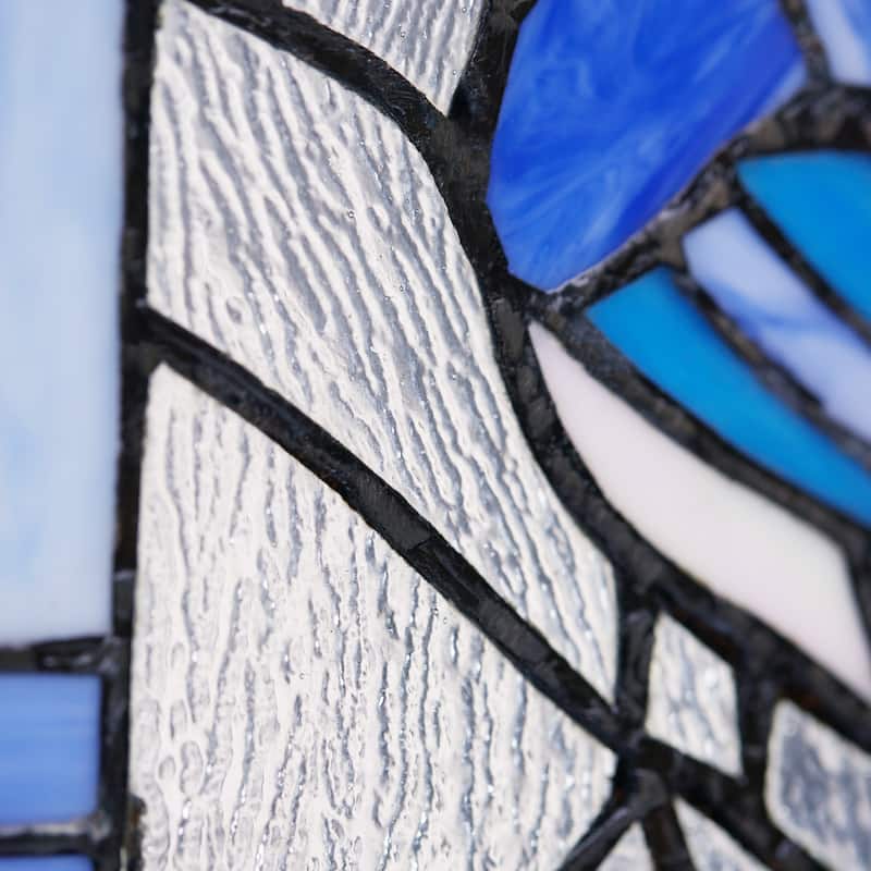 River of Goods 11"H John the Blue Jay Stained Glass Window Panel - 11" x 0.25" x 11"