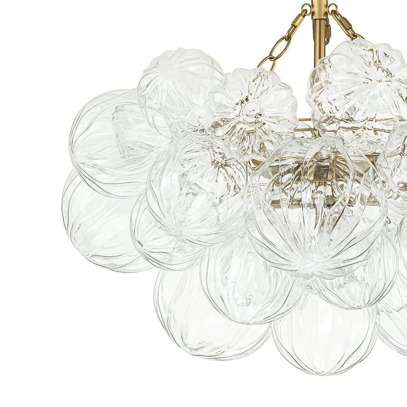 Brass Luxury Faceted Glass Globe Cluster Bubble Chandelier