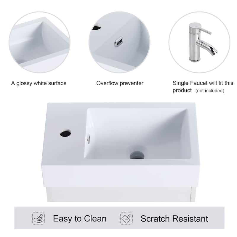 18 Inch Single Sink Bathroom Vanity with Soft Close Door, 18x10