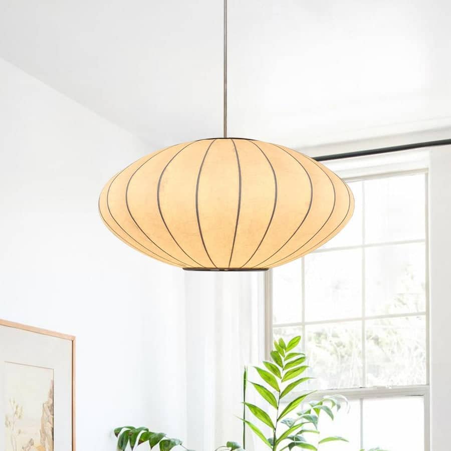Modern Elegant 1-Light White Silk Pendant Light