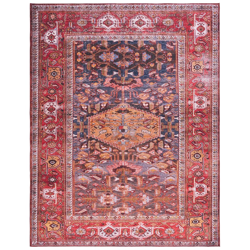 SAFAVIEH Tucson Machine Washable Slip Resistant Armenuhi Traditional Rug - 8' x 10' - Navy/Rust