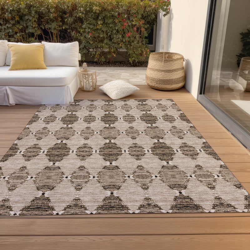 Machine Washable Indoor/ Outdoor Chantille Modern Boho Damask Rug