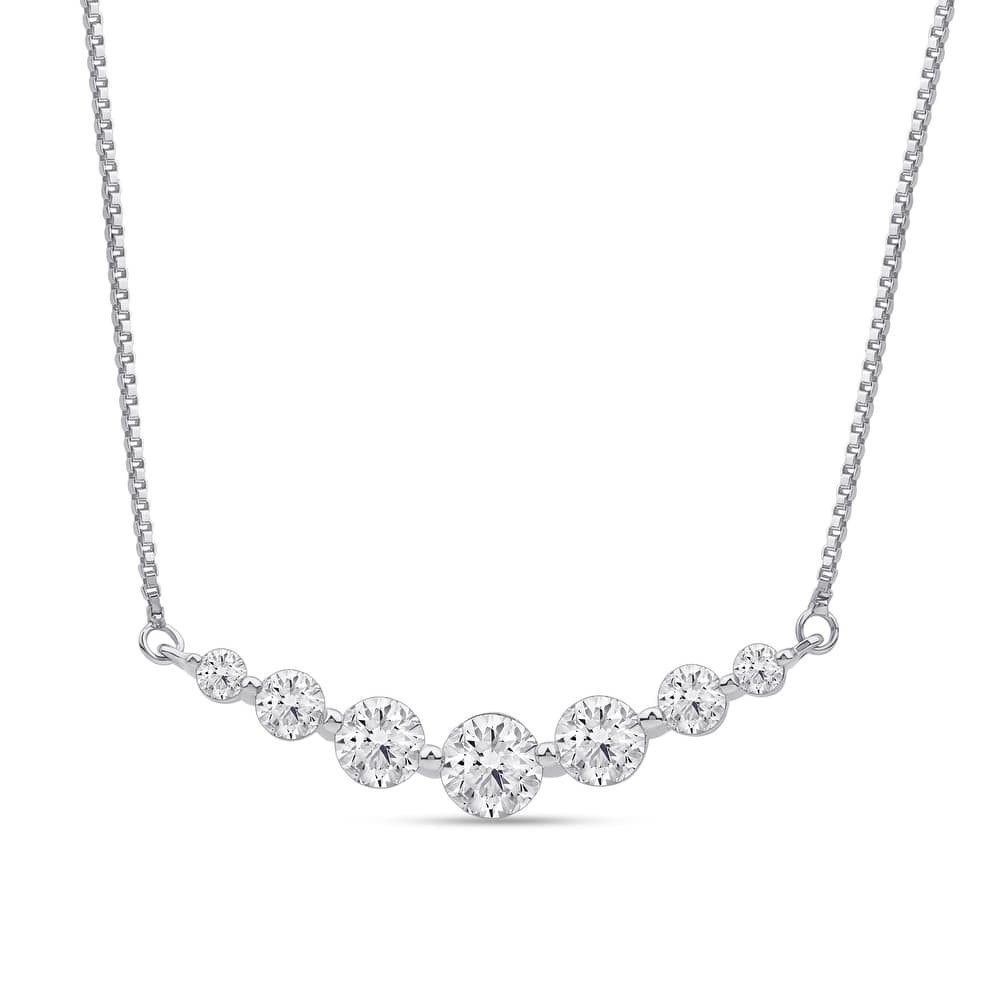 1ct Lab Grown Diamond Curved Bar Necklace in 14k Gold for Women