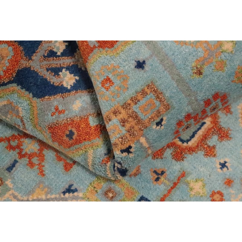 Hand Knotted Oriental 100% Wool Carpet Traditional Medallion Navy Blue & Blues Kazak Area Rug - 5' 11'' X 3' 11''