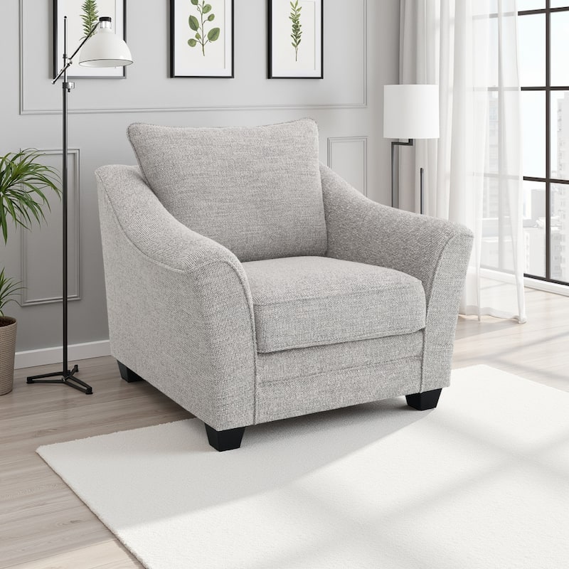 Kito Armchair, 39 Inch Modern Light Gray Fabric, Angled Track Armrests