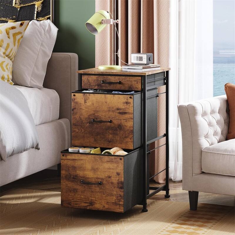 Mobile File Cabinet Dresser for Bedroom with 3 Drawers - 15.7"D x 15.4"W x 29.5"H