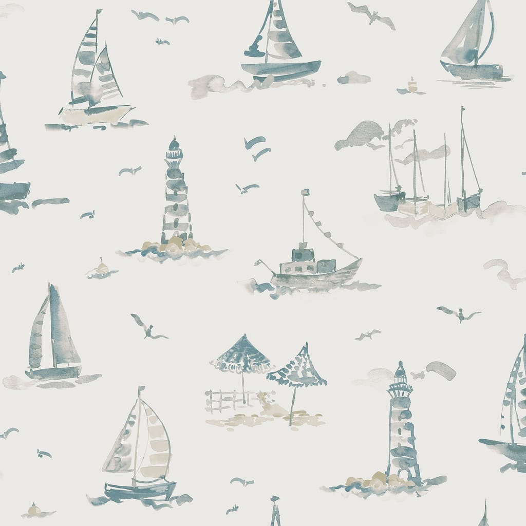 NuWallpaper Set Sail Taupe Peel and Stick Wallpaper - N/A