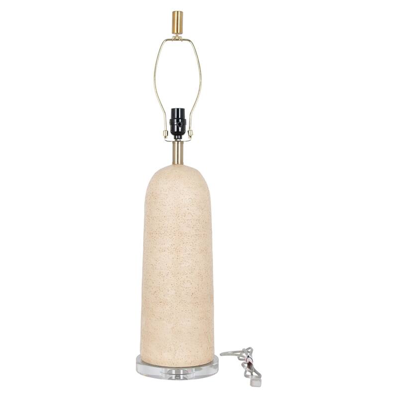 Polyresin 32" Table Lamp with Linen Shade, Yellowish Brown (Set of 2)