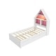 preview thumbnail 17 of 16, Twin Size House-Shaped Bed with Bookcase Headboard and Led Light and Trundle