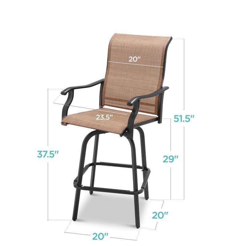 Set of 2 All-Weather Mesh Swivel Barstools
