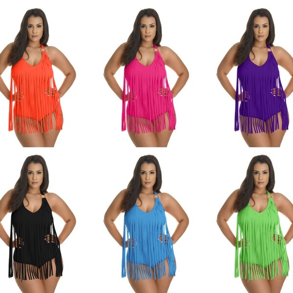Plus Size Fringe One Piece Swimsuit