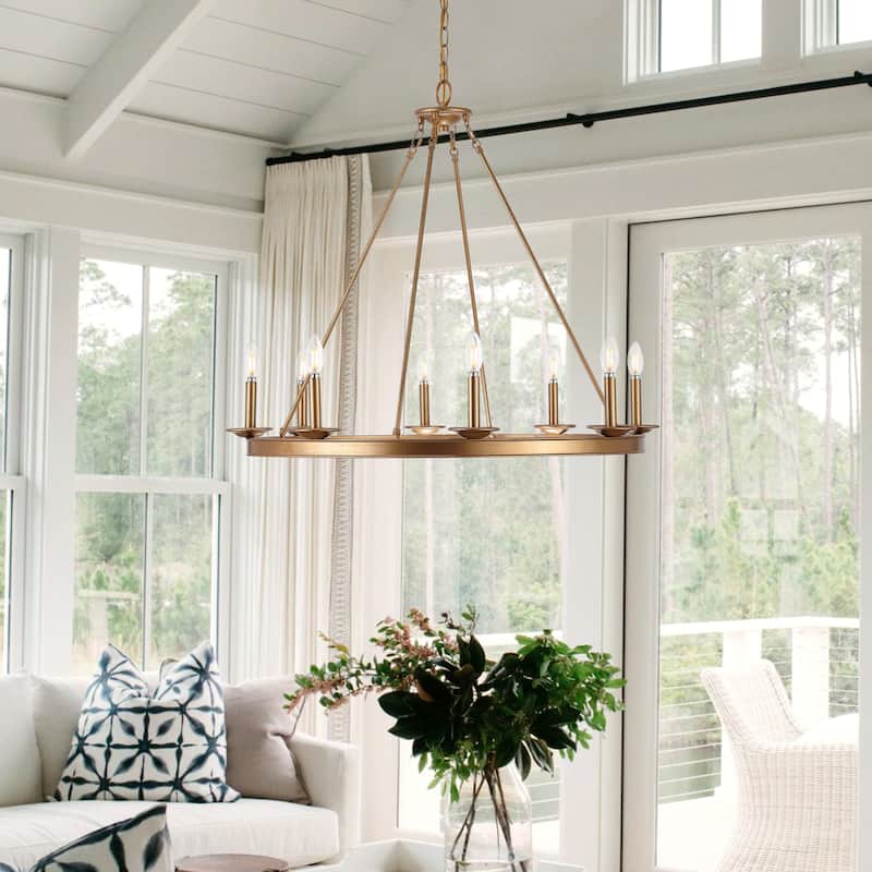 SAFAVIEH Sylvania Round 8-Light Chandelier - 34" x 34" x 33.5-105.5"