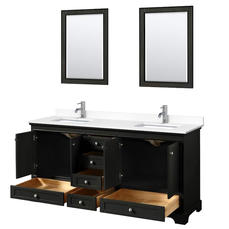 Deborah 72-inch Double Vanity, Cultured Marble Top, 24-inch Mirrors