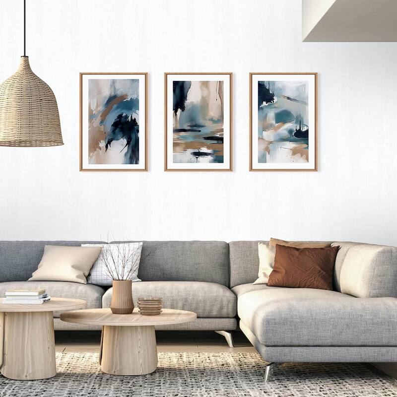 Minimalist Navy Shape Wall Decor, Large Abstract Block Wall Painting