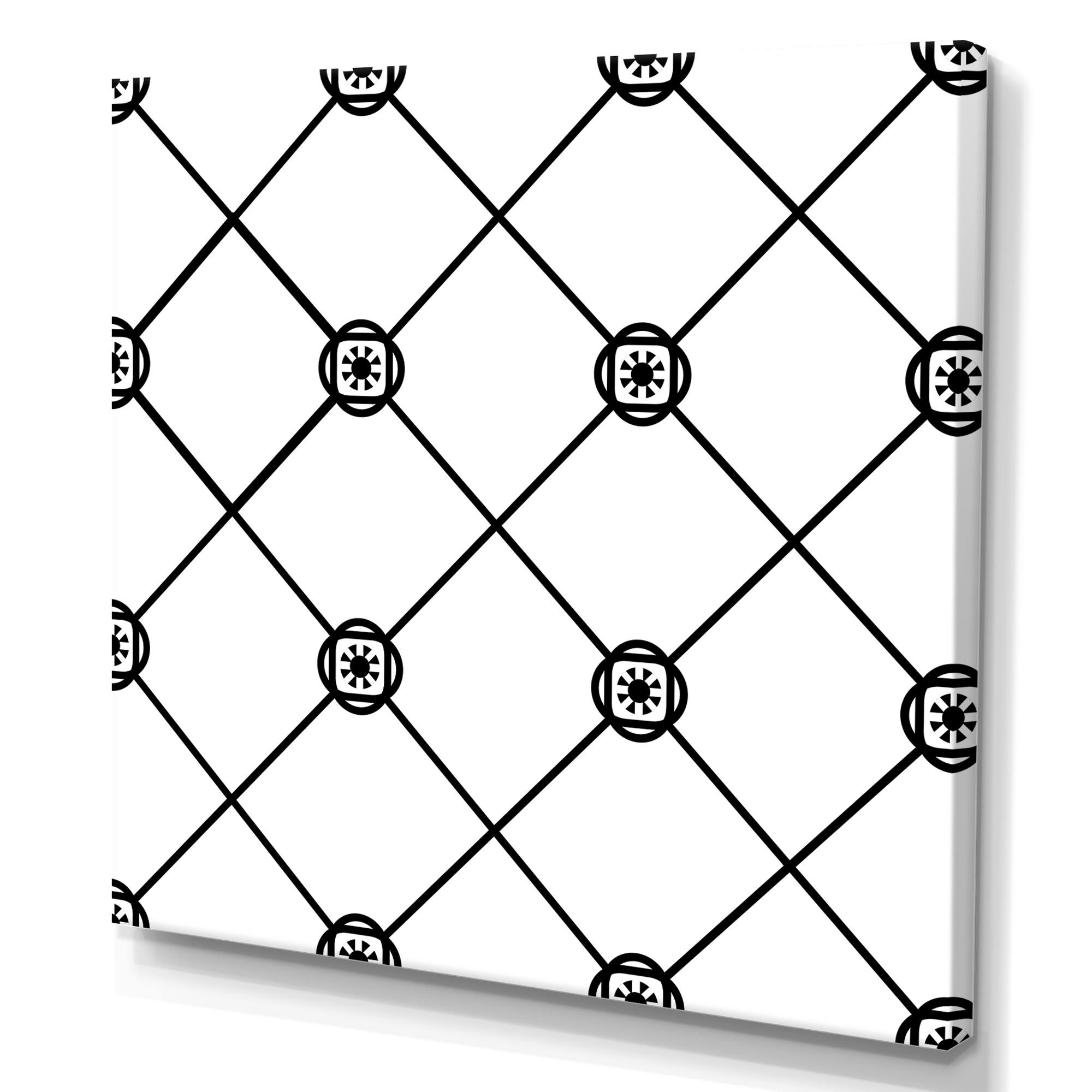 Designart "Geometric Diamond Tiles Black And White" Patterned Canvas