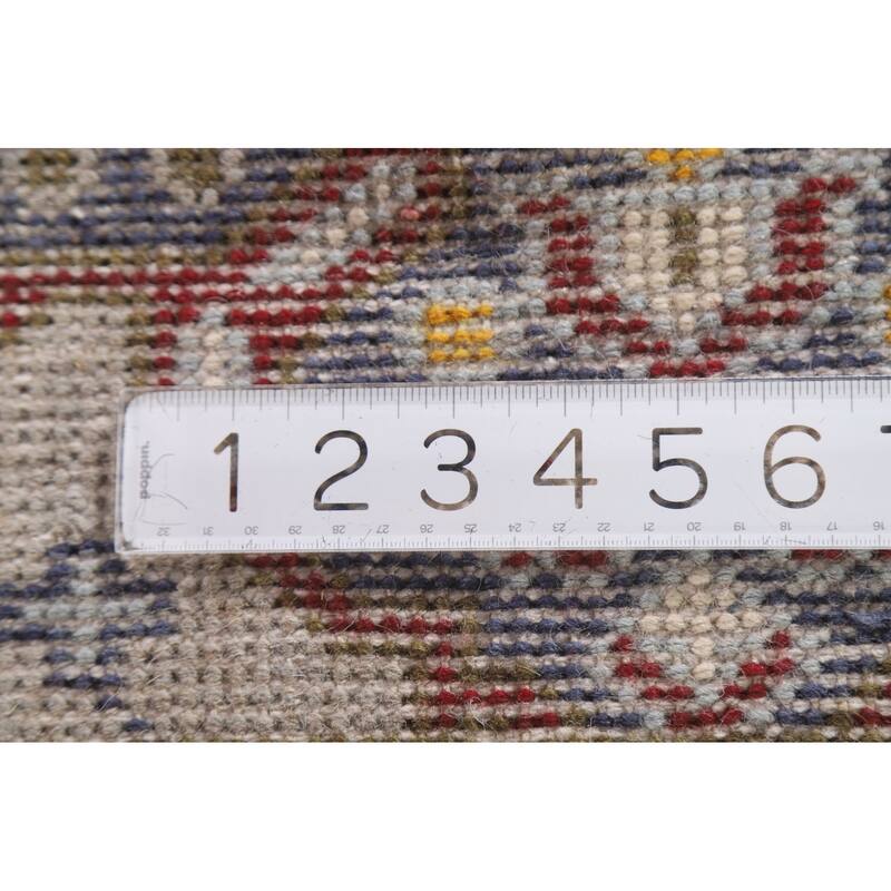Geometric Kazak Indian Rug Hand-Knotted Wool Carpet - 2'6"x 6'0"