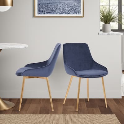 Modern Velvet Upholstered Dining Chair Accent Chair with Metal Legs