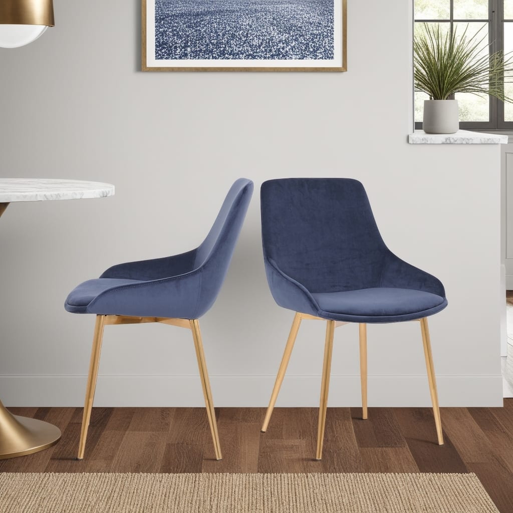 Modern Velvet Upholstered Dining Chair Accent Chair with Metal Legs