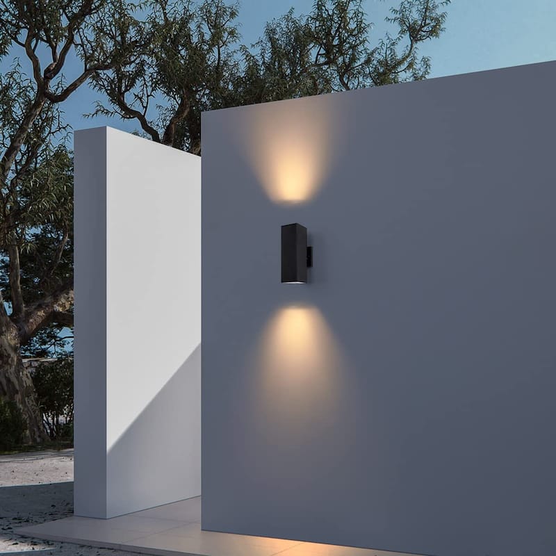 2 pack modern porch light aluminum wall light fixture tempered glass cover wall sconce