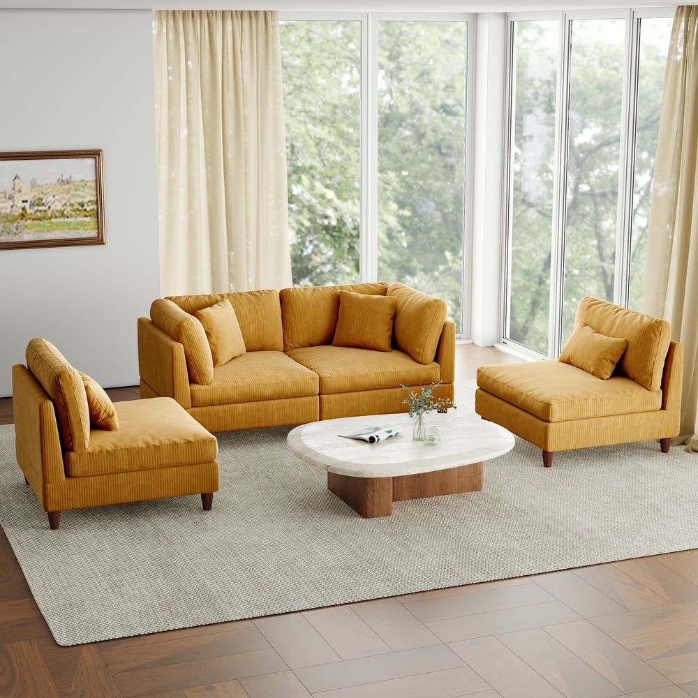 4-Piece Oversized Reversible Upholstered Sectional Modular Sofa