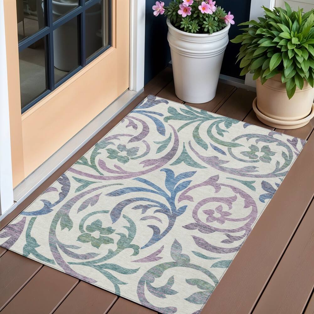 HomeRoots Floral Transitional Rectangle Outdoor Rug