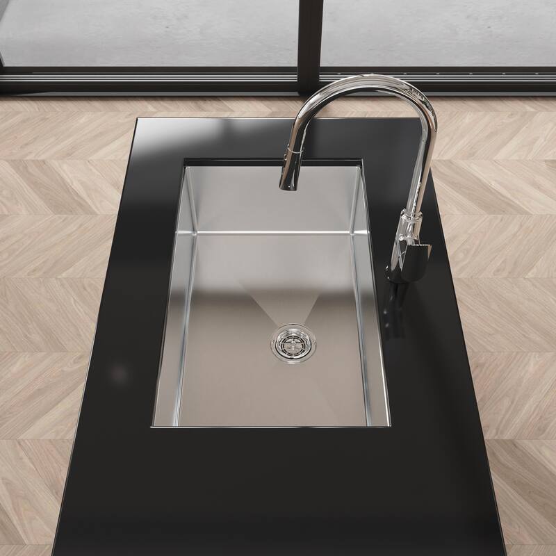 Dark Gray 30 Inch Single Bowl Undermount Kitchen Sink 304 Stainless Steel Brushed Finish with Grid Drain - 30" L × 19" W × 10" H