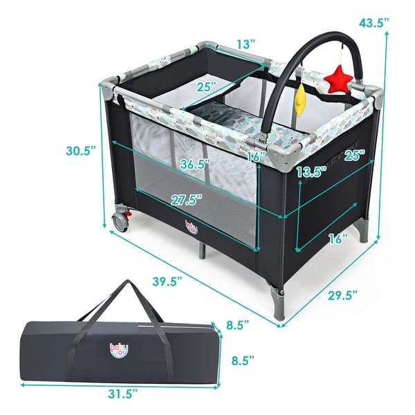 Gymax Portable Baby Playard Playpen Nursery Center w/ Changing Station - 39.5'' x 29.5'' x 43.5''