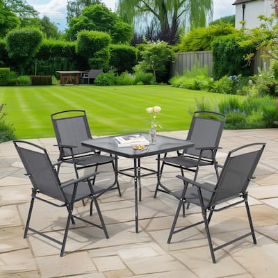VredHom Outdoor 5-Piece Patio Dining Set with Folding Chairs