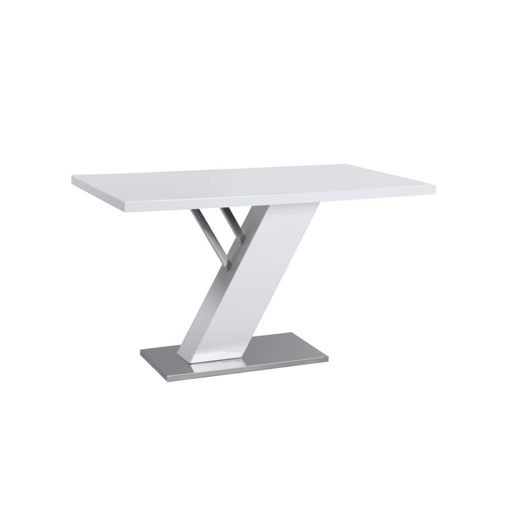 Somette Leah Glossy White/ Chrome Dining Table - 51.18 x 31.5 x 29.72