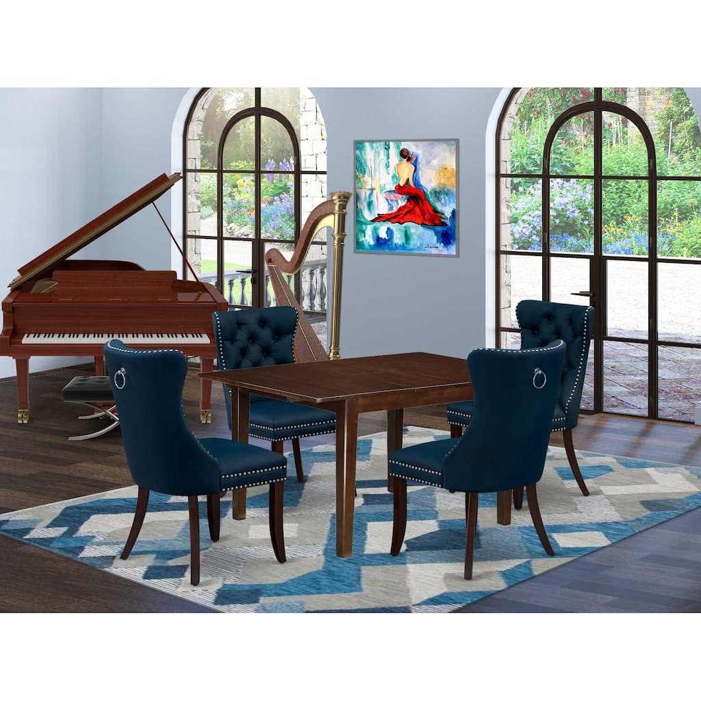 5-Piece Mahogany Finish Solid Wood Top Rectangular Dining Room Set (Seats-4)