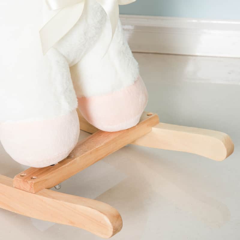 Plush Pink Rocking Horse Sheep for Kids - Soft Fabric, Lightweight Design, and Balance Development