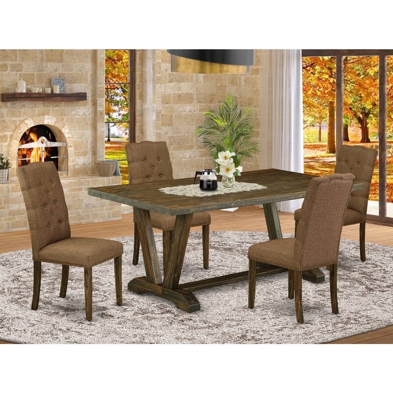 Victorian Dinette Set - 5 Piece Rectangular Table and 4 Chairs - 72