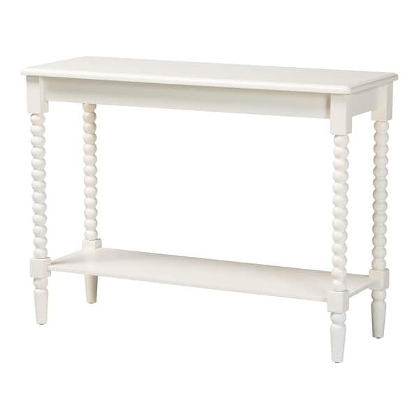 slide 2 of 8, Bayard Console Table with Bobbin Legs - Spindle Leg Accent Table with Shelf, Cottage Farmhouse Entryway or Living Room Furniture White