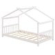 preview thumbnail 6 of 5, Twin Size House Bed Wooden Low Floor Bed No Box Spring Needed White