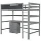 preview thumbnail 15 of 14, Gray Twin Size Solid Wood Loft Bed with Desk, Blackboard, and Drawers