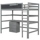 preview thumbnail 11 of 11, Grey Wood Twin Size Loft Bed with Multiple Storage Desk, Blackboard, Shelf and 3 Drawers