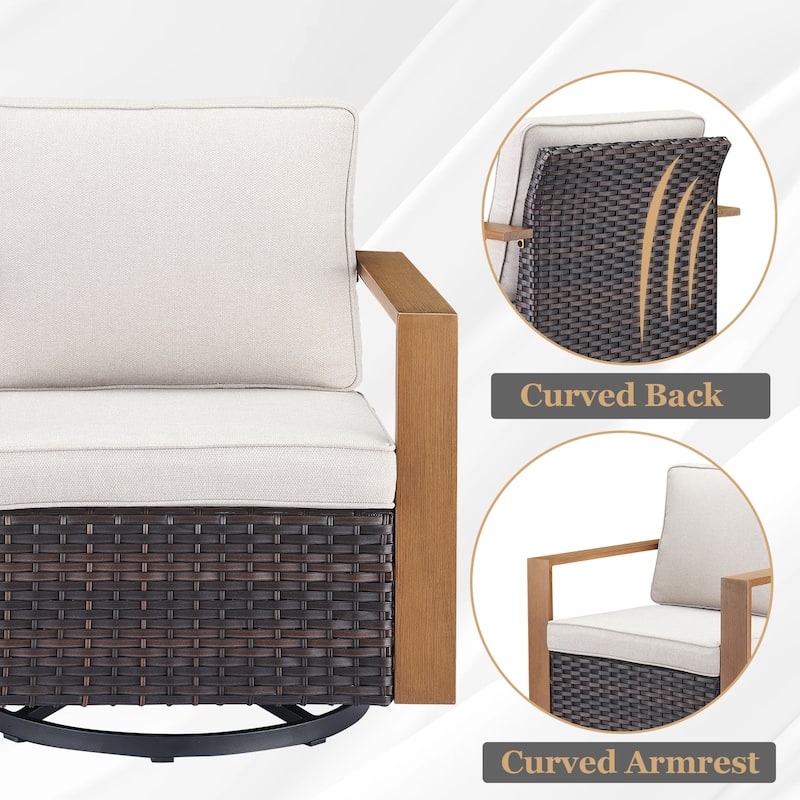 Gymojoy Rattan Rocking Chair with Soft Cushions - Brown