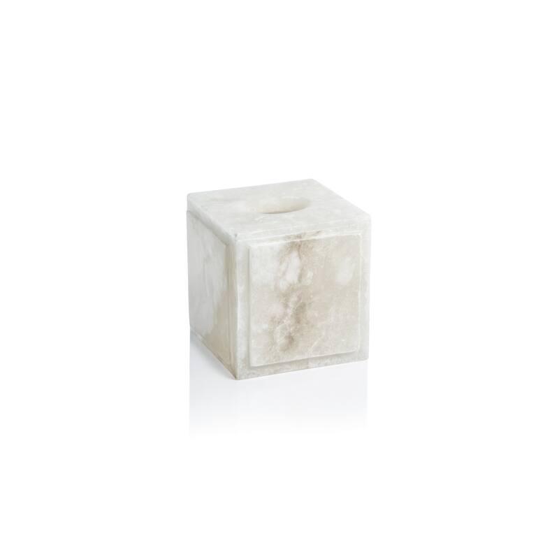 Cremona Alabaster Tissue Box Cover - White
