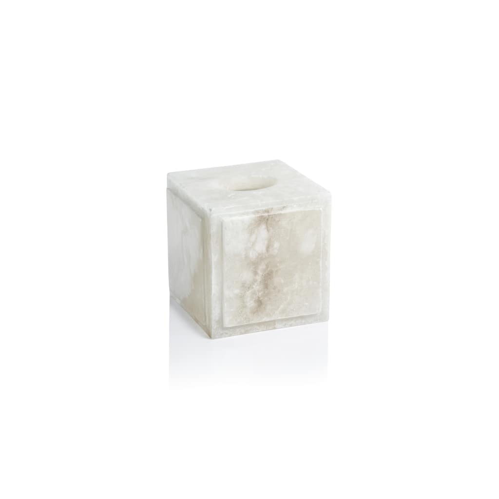 Cremona Alabaster Tissue Box Cover - White