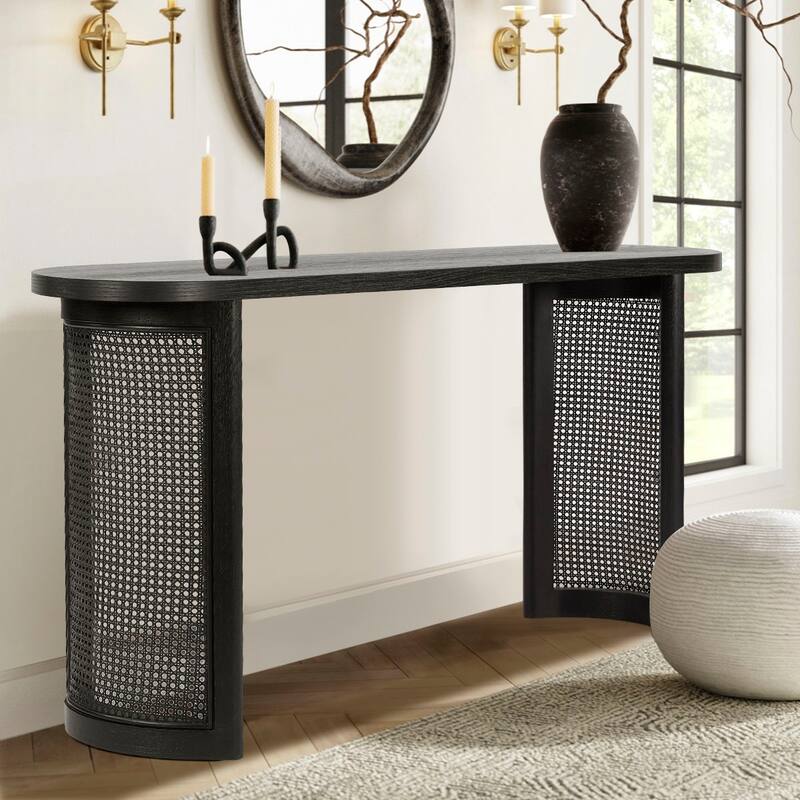 60" Solid Rattan Console Table