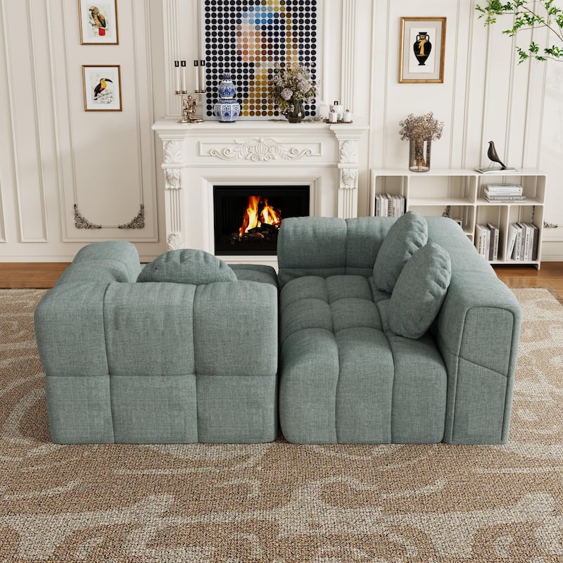 103" L-Shaped Chenille Sectional Sofa with Left Recliner & Pillows