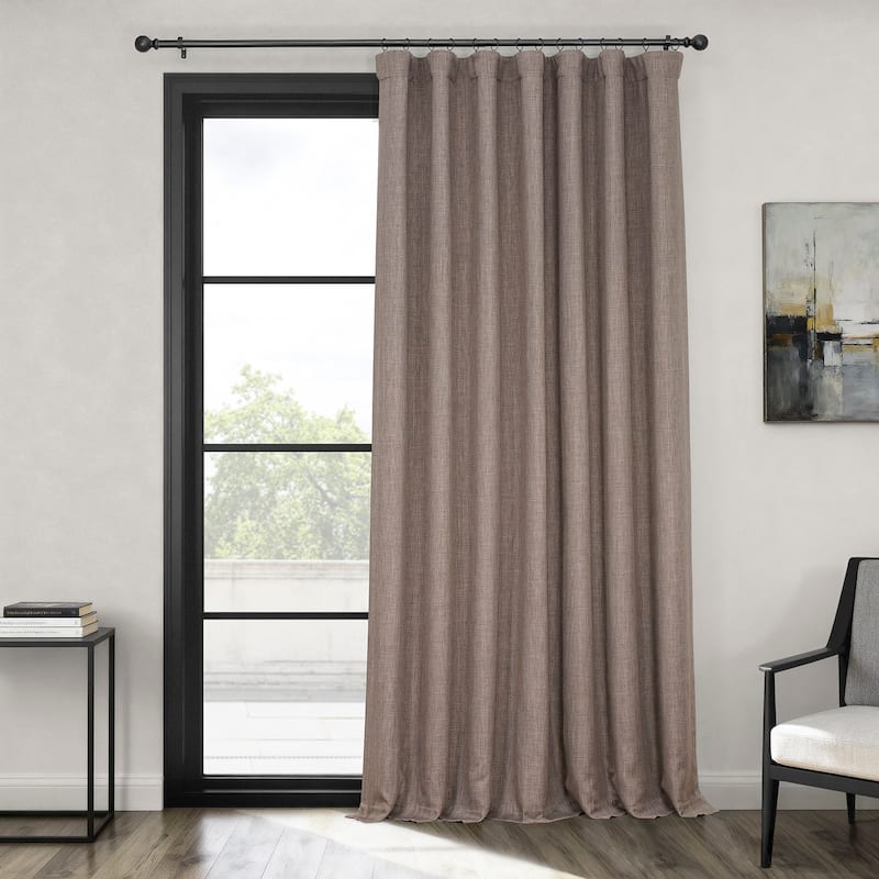 Exclusive Fabrics Textured Faux Linen Extra Wide Room Darkening Curtains for Bedroom & Living Room Curtains (1 Panel) - 100 X 108 - Mink