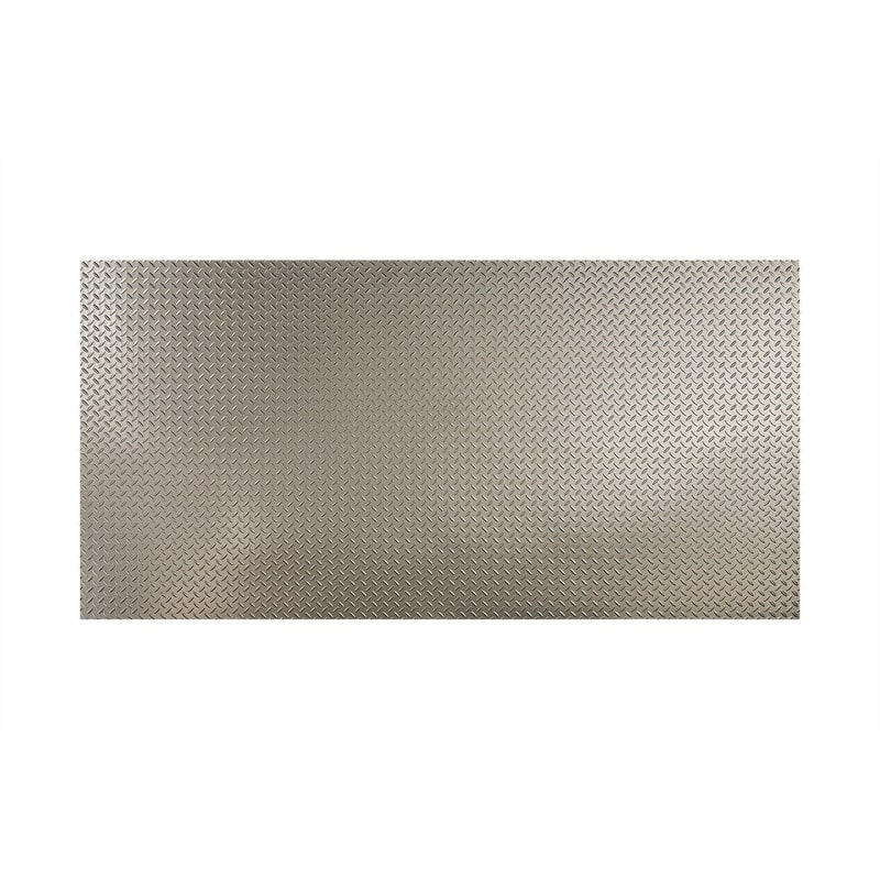FASÄDE Diamond Plate 4-foot x 8-foot PVC Wall Panel in Brushed Nickel - 4 x 8