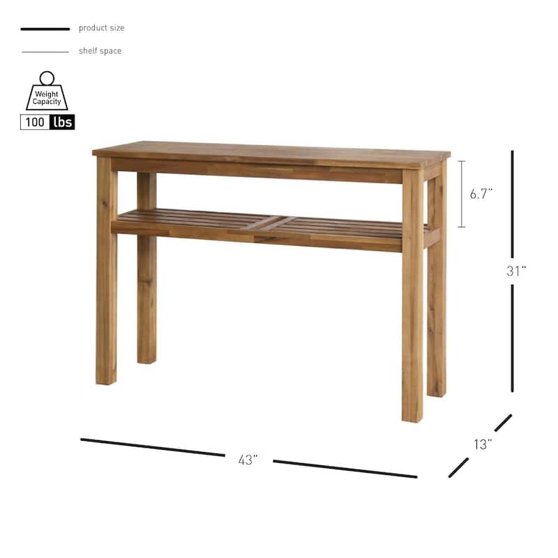 NPD Furniture Tiburon Acacia Wood Console Table with Shelf