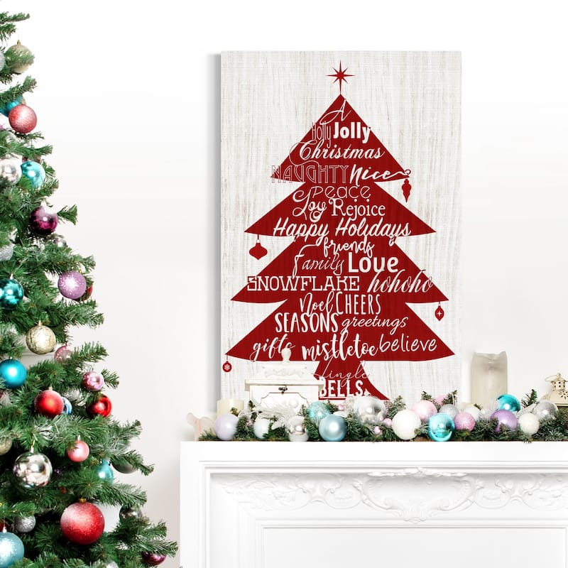 Holly Jolly Christmas Tree-Premium Gallery Wrapped Canvas - Ready to Hang
