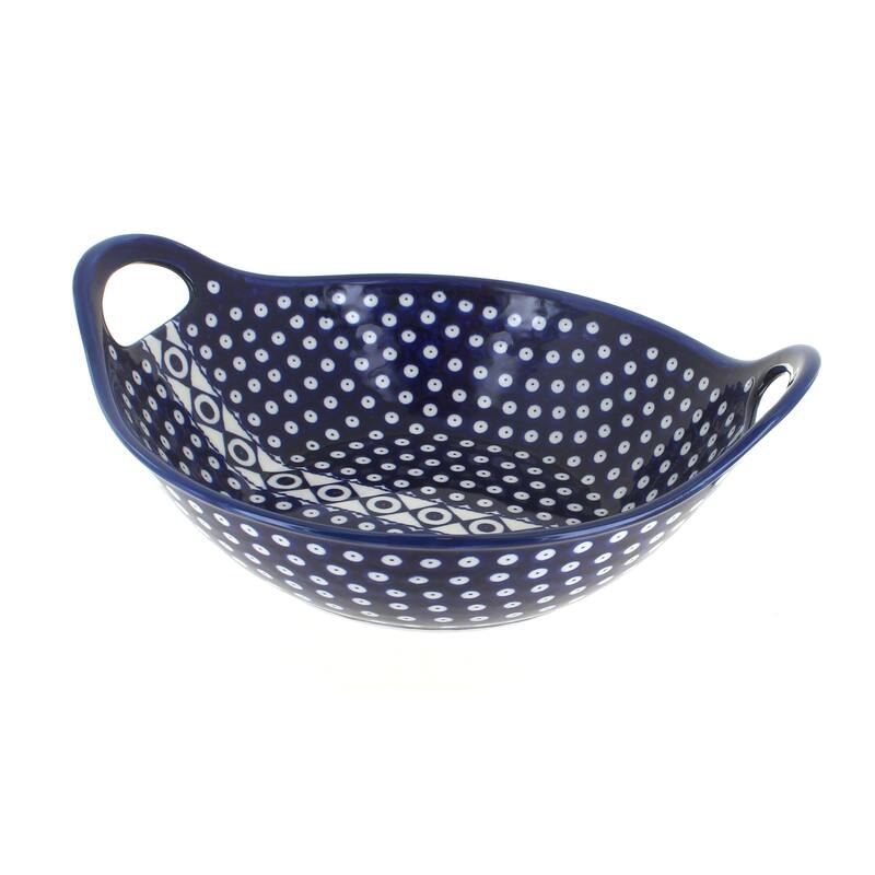 Blue Rose Polish Pottery 1347 Zaklady Deep Bowl with Handles