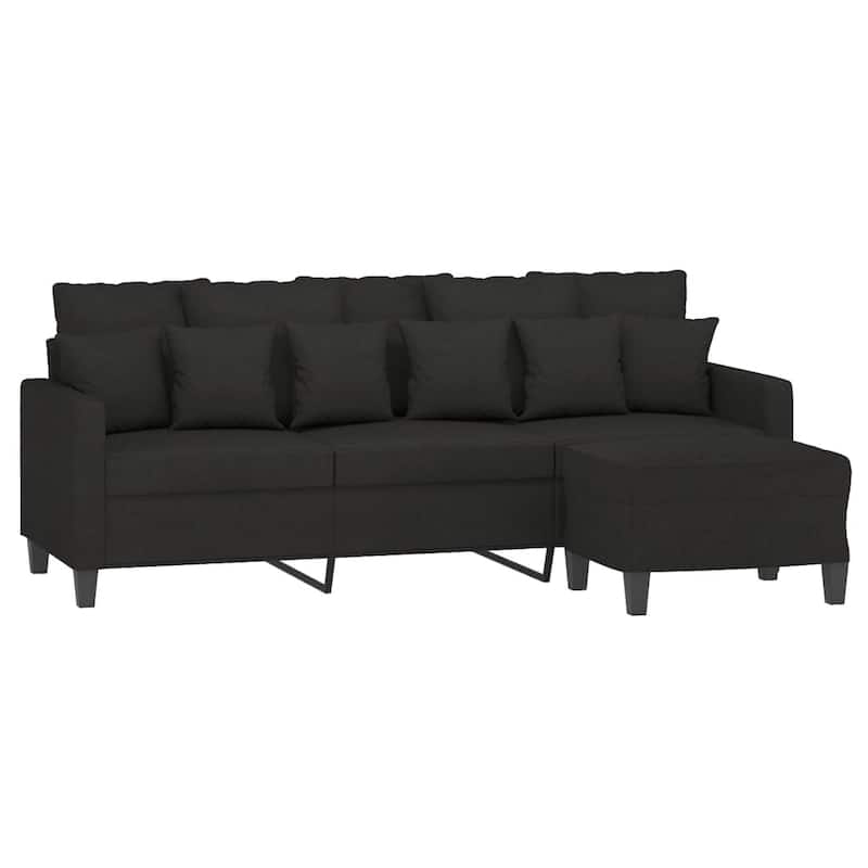vidaXL 3-seater Sofa With Footstool Black - 30.3 x 77.9 x 31.5 in