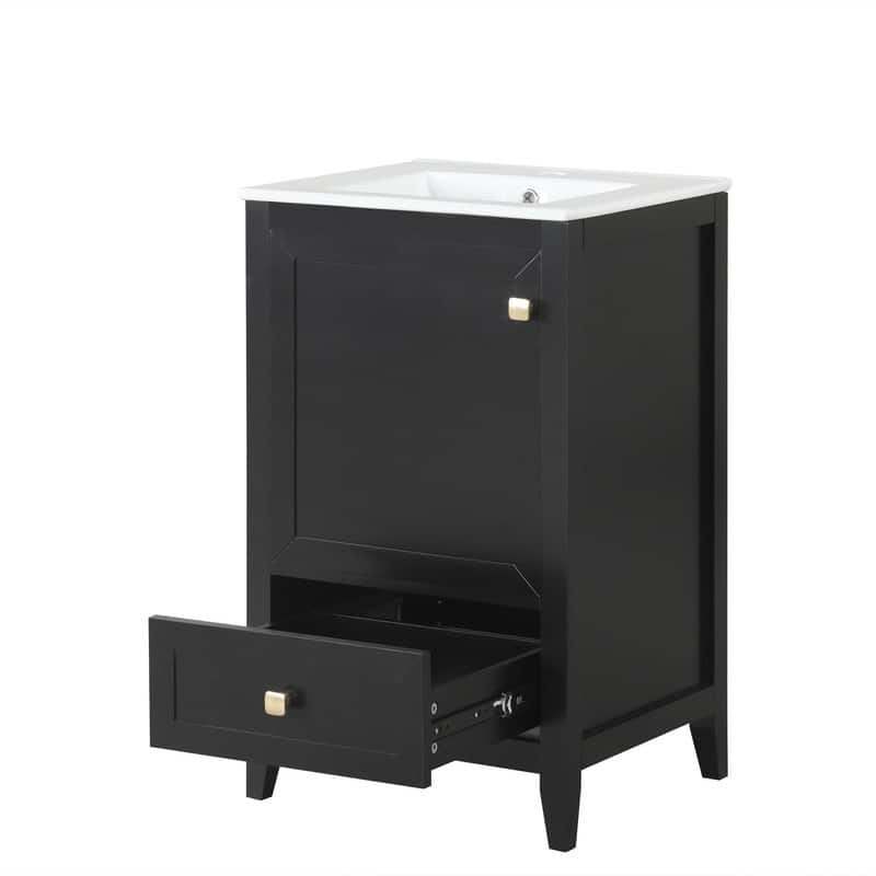 20" Bathroom Vanity with Sink – Soft-Closing Door Cabinet Featuring Storage Rack and Drawer‌ - 20"L x 18.3"W x 34"H