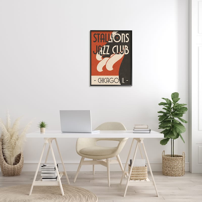 Stupell Stallions Jazz Club Retro Abstract Horse Chicago Illinois Framed Wall Art